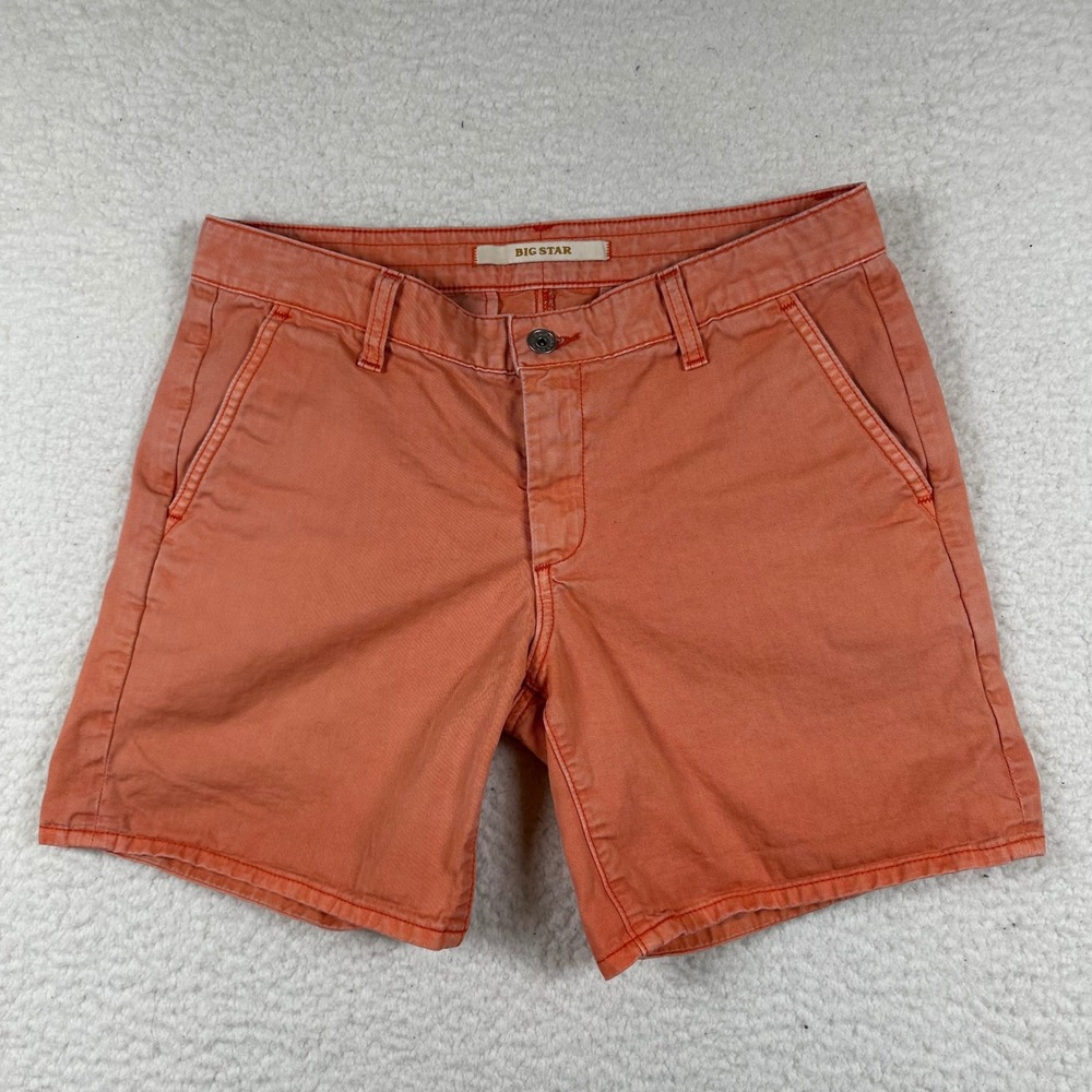 Big Star Womens Chino Shorts 26 Coral Orange Cotton Summer Beach Preppy Casual